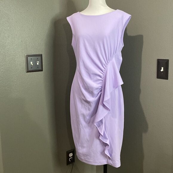 Calvin Klein Women's Ruffle-Trim Sheath Dress lavender - Picture 13 of 13